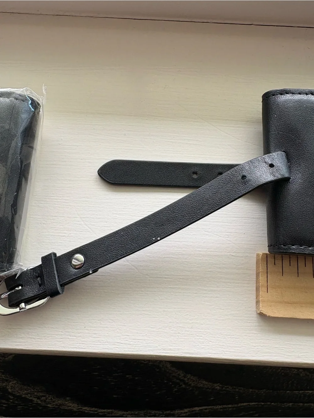 New Italian Alfa Romeo Black Leather Luggage Tag Travel Silver Hardware